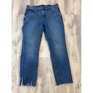 J. Crew Slim Boyfriend Jeans Medium Wash Distressed Raw Hem Size 29